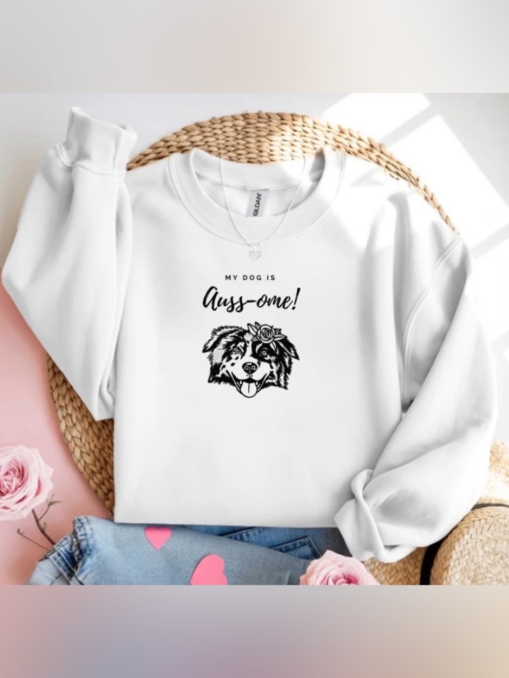 Aussie Dog Pun Sweatshirt My Dog Is Aussome Cute Dog Lover Shirt